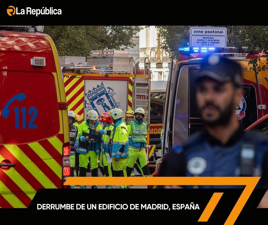 Un edificio de seis plantas, en obras de rehabilitación para construir un hotel, se ha derrumbado este martes a mediodía en el número 4 de l - Cover Image